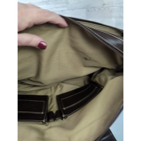 COLE HAAN Dark Brown Leather Large Multi Compartment Portfolio Carry All Man Bag - Picture 12 of 16